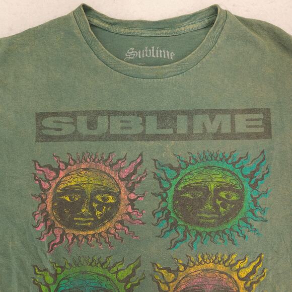 Sublime Band Short Sleeve Crew Neck Graphic T Shirt Mens Size Large L Green - Picture 1 of 9
